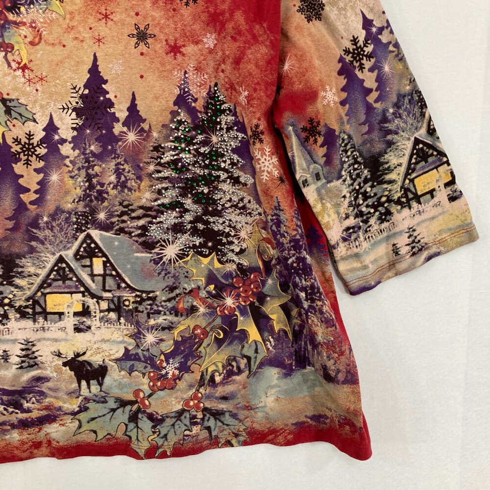 Catherines Size 1x Red Multi Color Festive Holida… - image 4